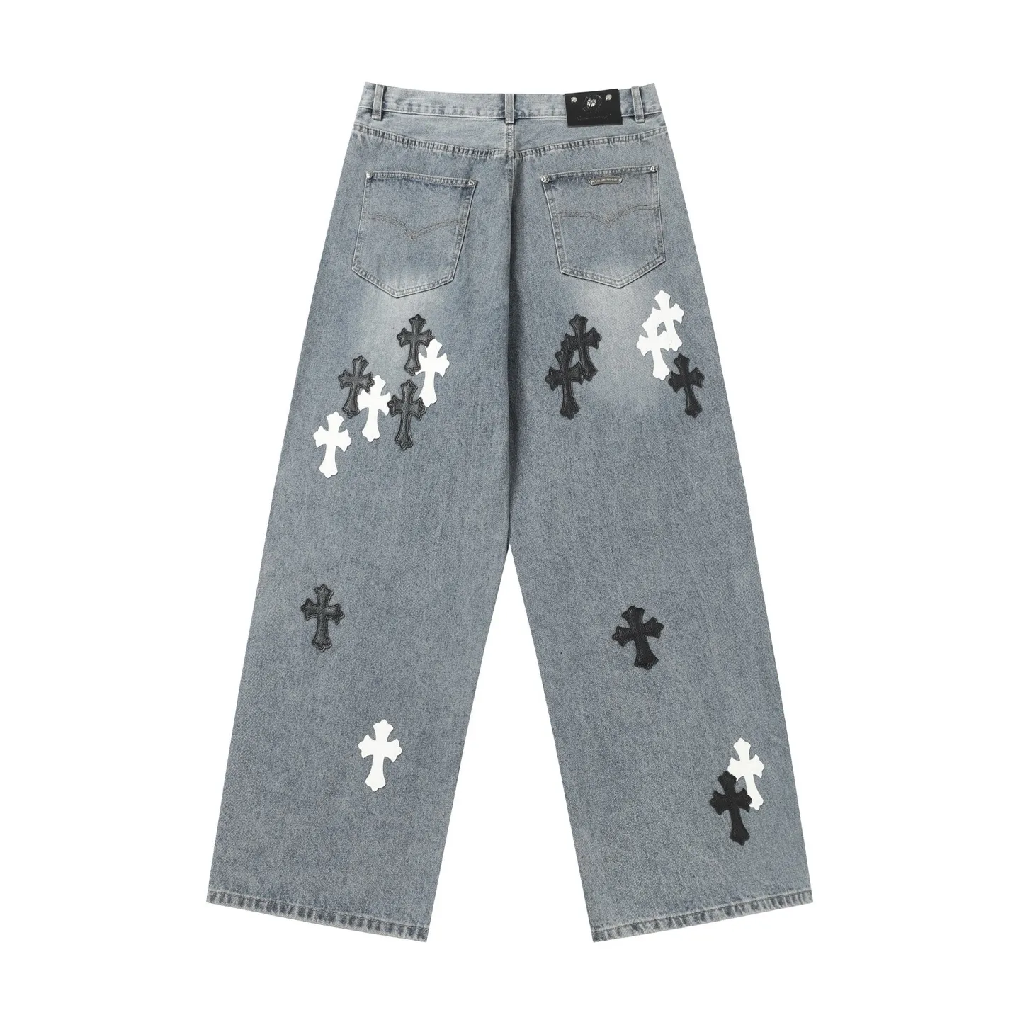 KE301 P270 The only correct leather label version on the market Chrome Hearts CH Heavy-duty washed distressed wide-leg jeans Top ceiling quality 100% correct version The correct version is here!  Believe me this must be the best quality you will ever come across! ! Excellent value for money! !  Styles with different washes and textures are very friendly to people with thin legs and thick legs. The straight version is very flattering to the shape of the legs. The moderate length is timeless and easy to match. It is the basis of various styles and a must-have in the wardrobe! ! Add a little stacking to make the atmosphere easy to control. The fabric is stiff but the upper body is soft without losing texture. The sides and cuffs of some styles have a bone-wash effect. It’s really hard not to love it!  ✅Correctly customize the Croxin metal leather label on the back panel. It is definitely not sold directly with the cross on the finished jeans. 1:1 copying strives for excellence and the details are perfectly grasped. ✅The cross leather label is clear and smooth. Exquisite turning top craftsmanship. ✅Buttons, zippers and hardware are all customized versions of the Croxin LOGO. ✅High-cost washing process. Size: 28 30 32 34 36